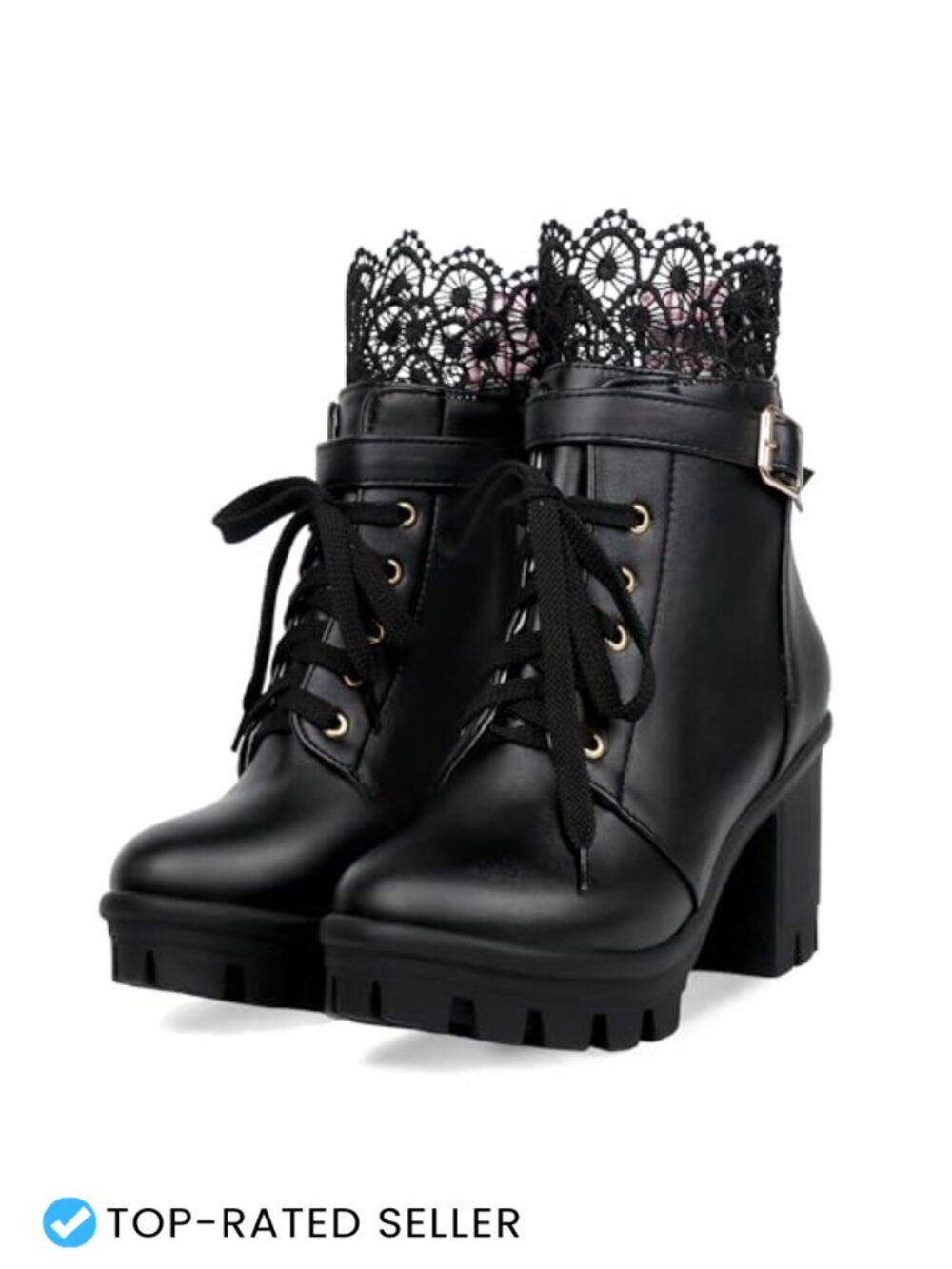 Women's Platform Ankle Boots Lace Up Chunky Block Heel Goth Combat Boots